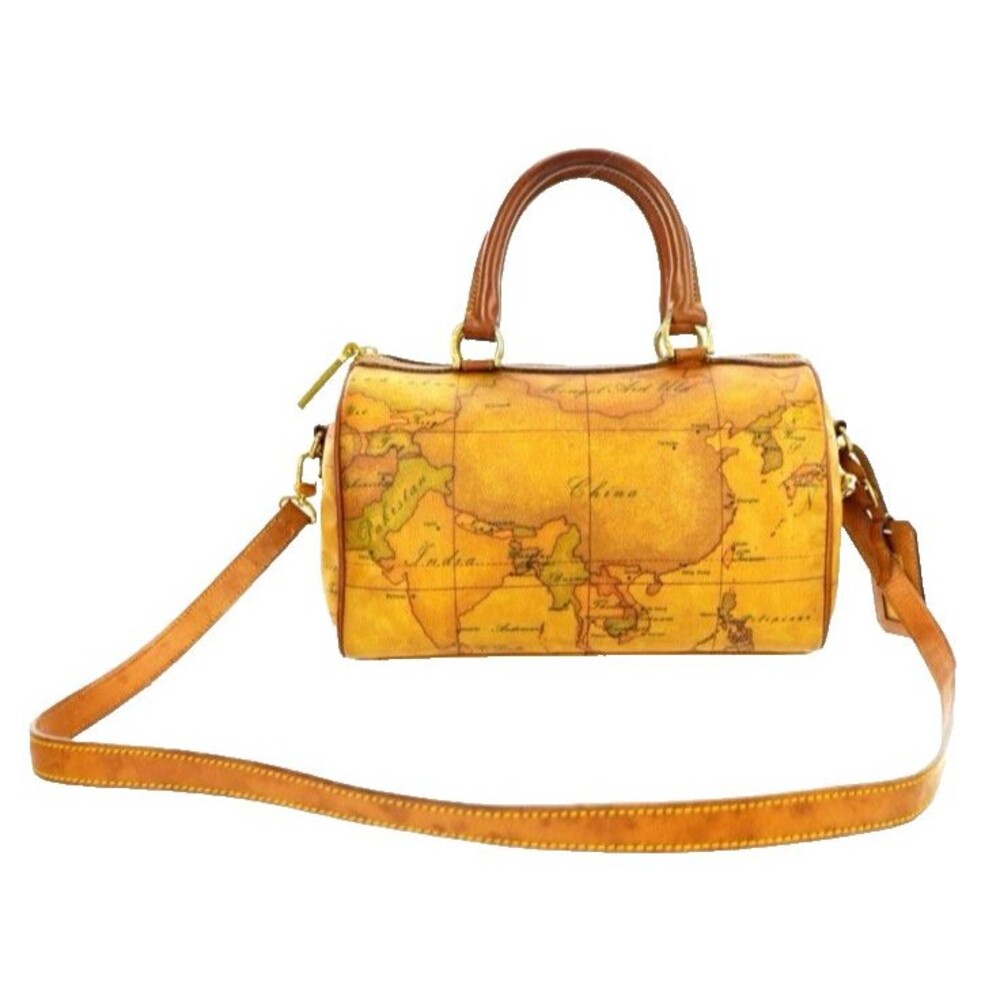 Alviero Martini 1A Classe Geo Map Boston Bag Crossbody Bag Italy Vtg